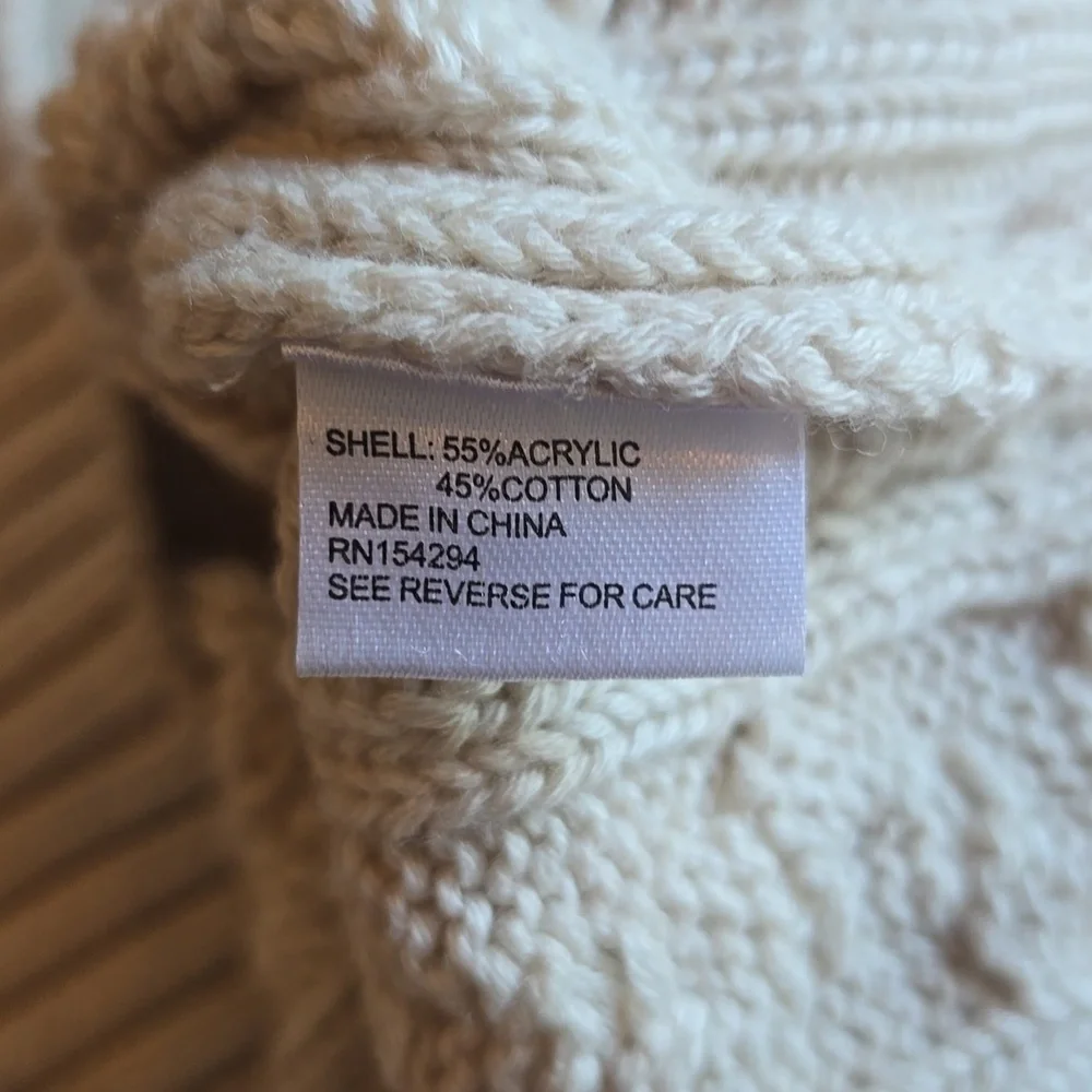 Evereve Alexis Strong Shoulder Cable Pullover Sweater, Cream, EUC, Women's XS - Picture 13 of 14